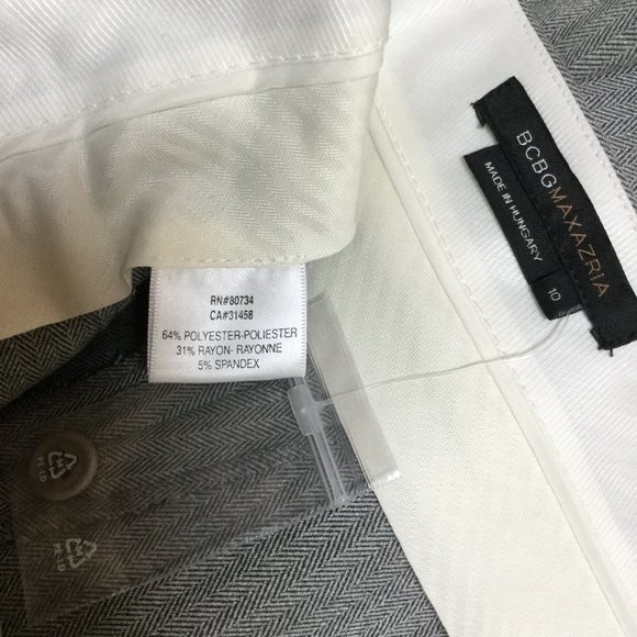 BCBGMaxAzria Womens Size 10 Gray Herringbone Stripe Pants Trousers Wide Leg NWOT - Picture 12 of 12
